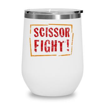Funny Scissor Fight Grade School Teacher Student Wine Tumbler - Seseable