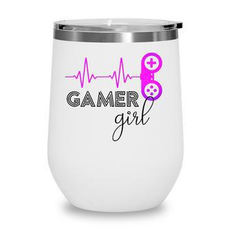 Gamer Girl Heartbeat Gamer For Girl Video Game Lovers Cute Wine Tumbler - Seseable