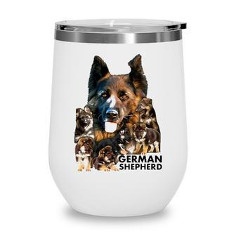 German Shepherd Family Dogs Tee Gifts Wine Tumbler - Seseable