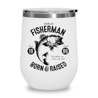 Gift For 35 Years Old Fisherman Fishing 1986 35Th Birthday Wine Tumbler - Seseable
