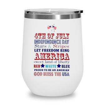 God Bless The Usa 4Th Of July Independence Day Proud To Be An American Wine Tumbler - Seseable