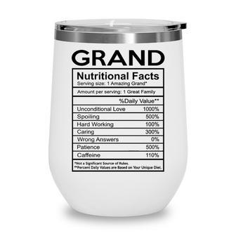 Grand Grandma Gift Grand Nutritional Facts Wine Tumbler - Seseable