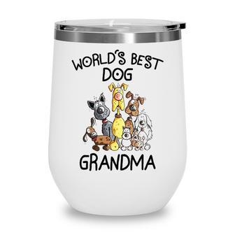 Grandma Gift Worlds Best Dog Grandma Wine Tumbler - Seseable