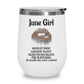 June Birthday Girl Leopard Dripping Lips Wine Tumbler - Seseable