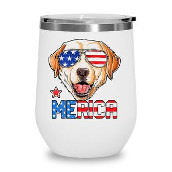 Labrador 4Th Of July S Merica Men Usa American Flag Dog Wine Tumbler - Seseable