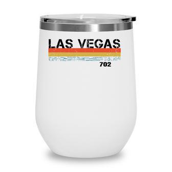 Las Vegas Vintage Retro Stripes Area Code 702 Ver2 Wine Tumbler - Seseable