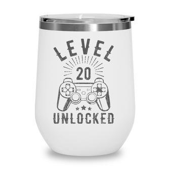 Level 20 Unlocked Simple Gamer 20Th Birthday 20 Years Old Wine Tumbler - Seseable