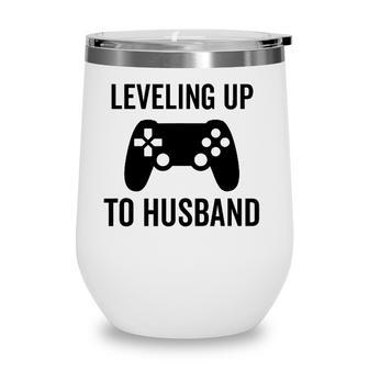 Leveling Up To Husband Engagement Groom Video Game Lover Wine Tumbler - Seseable