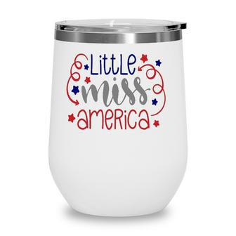 Little Miss America 4Th Of July Girls Usa Patriotic Wine Tumbler - Seseable