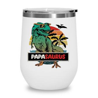 Mens Matching Family Papasaurusrex Fathers Day - Grandpa Dad Wine Tumbler - Seseable