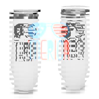 Merica American Flag Aviators Toddler4th July Usa Flag Sunglass Wine Tumbler | Seseable CA