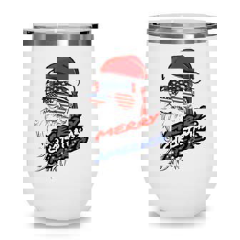 Merry Christmas America Santa Claus American Flag Wine Tumbler | Seseable CA