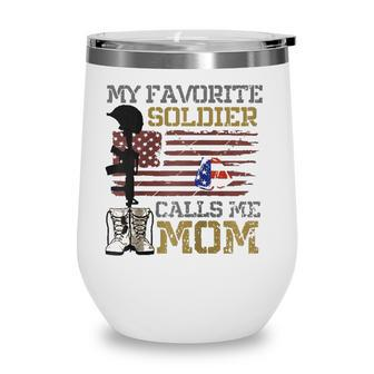 My Favorite Soldier Calls Me Mom Proud Army Mom Raglan Baseball Tee Wine Tumbler - Seseable