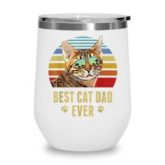 Ocicat Cat Best Cat Dad Ever Retro Beach Vibe Wine Tumbler - Seseable