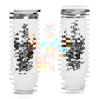 Patriotic Uncle Sam Bald Eagle 4Th Of July American Flag Boy Wine Tumbler - Seseable