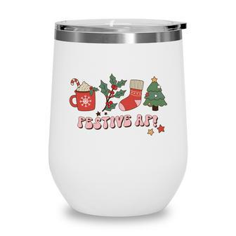 Retro Christmas Christmas Coffee Festive Af Wine Tumbler - Seseable