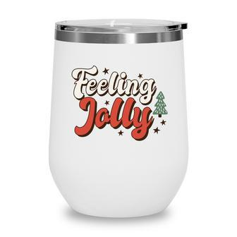 Retro Christmas Feeling Jolly Wine Tumbler - Seseable
