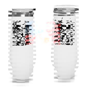 Retro Dairy Cow American Flag 4Th Of July Animals Lover Wine Tumbler - Seseable