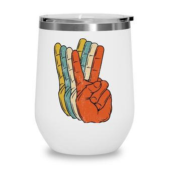 Retro Peace Vintage 60S 70S Hippie Gift Wine Tumbler - Seseable