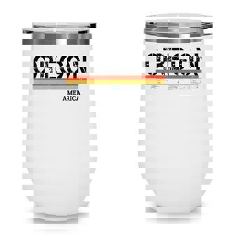 Retro Vintage Stripes Oregon Gift & Souvenir Wine Tumbler | Seseable CA