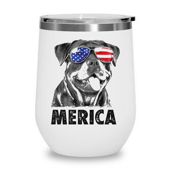 Rottweiler 4Th Of July Merica Men American Flag Sunglasses Wine Tumbler - Seseable