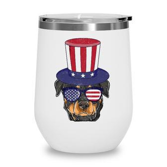 Rottweiler Patriotic Dog Mom & Dad S 4Th Of July Usa Wine Tumbler - Seseable
