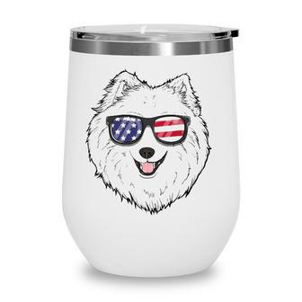 Samoyed Dog Patriotic Usa 4Th Of July American Gift Cute Wine Tumbler - Seseable