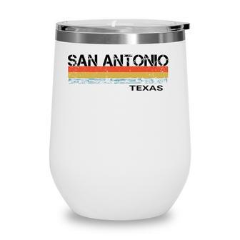 San Antonio Vintage Retro Stripes Wine Tumbler - Seseable