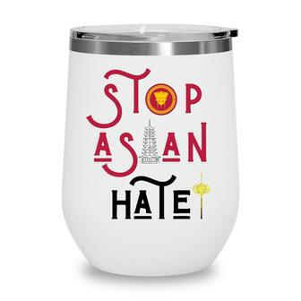 Stop Asian Hate Americans Support Asians Vintage Retro Peace Wine Tumbler - Seseable