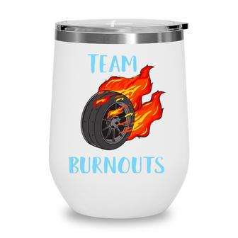 Team Burnouts Gender Reveal Party Idea For Baby Boy Reveal Wine Tumbler - Seseable