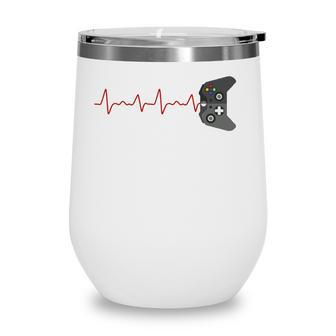 Video Game Lover Gifts Gamer Heartbeat Gaming Wine Tumbler - Seseable