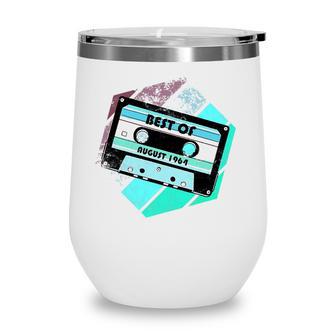 Vintage Best Of August 1964 Cassette Retro Birthday Tape Wine Tumbler - Seseable