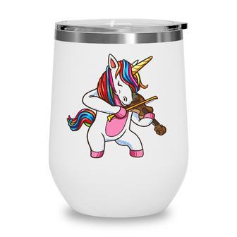 Violinist Unicorn Violin Viola Player Music Lover Gif Wine Tumbler - Seseable