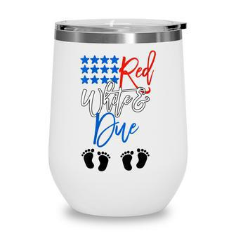 Womens 4Th Of July Pregnancy Announcement Pregnant With Twins Wine Tumbler - Seseable