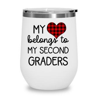 Womens Cute Sweet Valentines Day Gift Idea For 2Nd Grade Teacher Wine Tumbler - Seseable