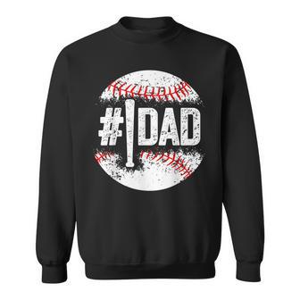 1 Dad Baseball Number One Daddy Son Baseball Father's Day Sweatshirt - Monsterry DE