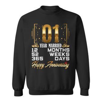 1 Year Of Married 1St Wedding Anniversary Sweatshirt - Monsterry DE