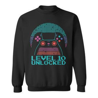 10 Year Old Gamer Gaming 10Th Birthday Level 10 Unlocked Sweatshirt - Seseable