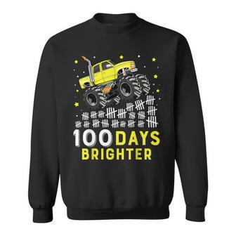 100 Days Brighter Monster Truck 100 Days Of School 100Th Day Sweatshirt - Monsterry DE