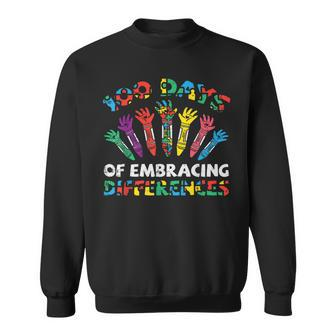 100 Days Of Embracing Autism 100Th Day School Sped Teacher Sweatshirt - Thegiftio UK