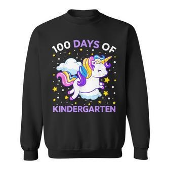 100 Days Of Kindergarten Unicorn Girls 100 Days Of School Sweatshirt - Seseable