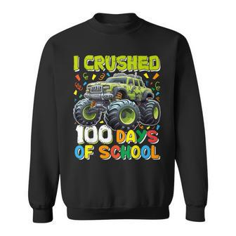 100 Days Of School Monster Truck 100Th Day Of School Boys Sweatshirt | Mazezy