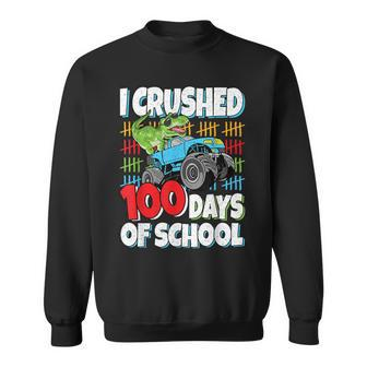 100 Days Of School T-Rex Monster Truck 100Th Day Of School Sweatshirt | Mazezy