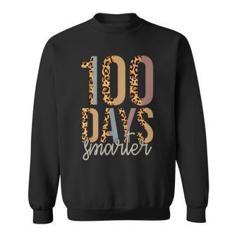 100 Days Smarter Happy 100Th Day Of School Leopard Print Sweatshirt - Monsterry UK