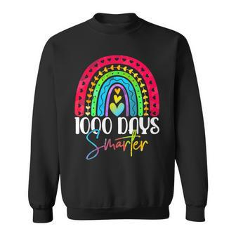 1000 Days Smarter Happy 1000Th Day Of School Rainbow Sweatshirt - Thegiftio UK