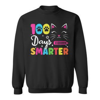 100Th Day Of School Students 100 Days Love Of Cats Smarter Sweatshirt - Monsterry UK