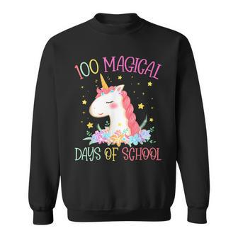 100Th Day Of School Unicorn 100 Magical Days Girls Teacher Sweatshirt | Mazezy