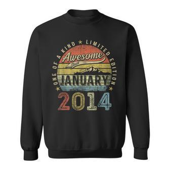 10Th Birthday Awesome Since January 2014 10 Year Old Sweatshirt - Monsterry DE