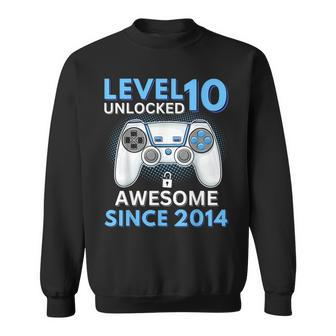 10Th Birthday Boy Level 10 Unlocked Gamer Sweatshirt - Seseable