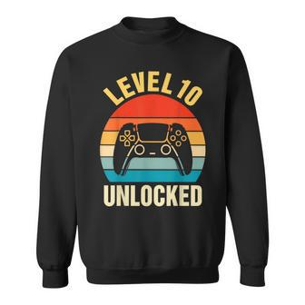 10Th Birthday Boy Level 10 Unlocked Video Gamer 10 Years Old Sweatshirt - Thegiftio UK